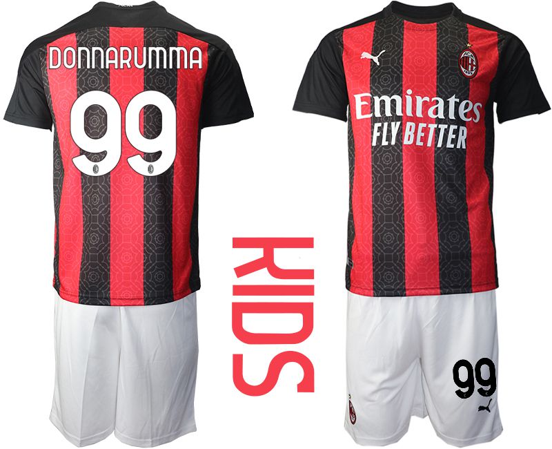 Youth 2020-2021 club AC milan home #99 red Soccer Jerseys->customized soccer jersey->Custom Jersey
